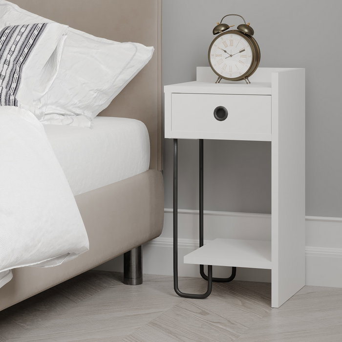 Hanah Home Sirius Right Mesita de Noche Blanca
